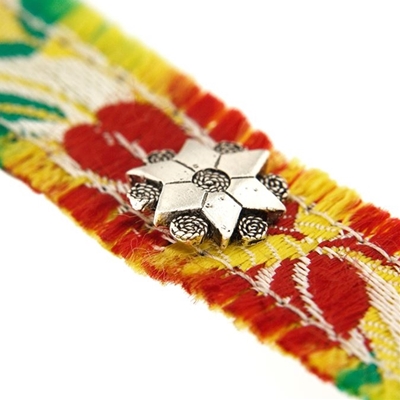 Silver  filigree bracelet  with brocade