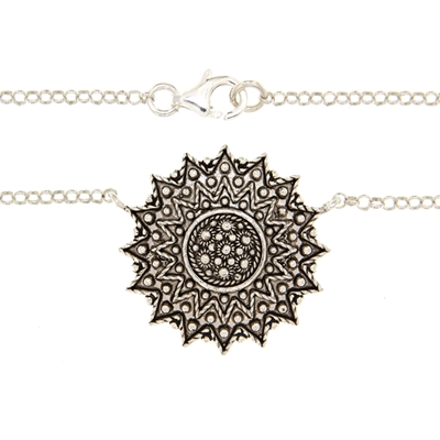 Sardinian silver filigree necklace Sunflower (24 mm)